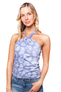 Women's Paisley Halter Neck Sleeveless Top