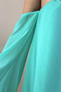 light green off shoulder tunic mini dress