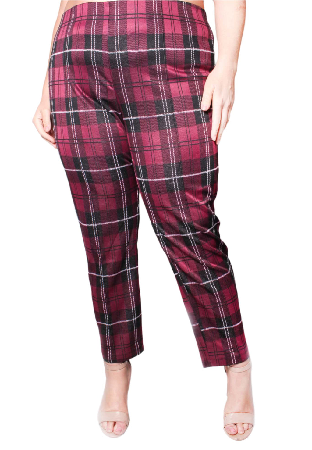 Women's Plus High Waisted Plaid Pants