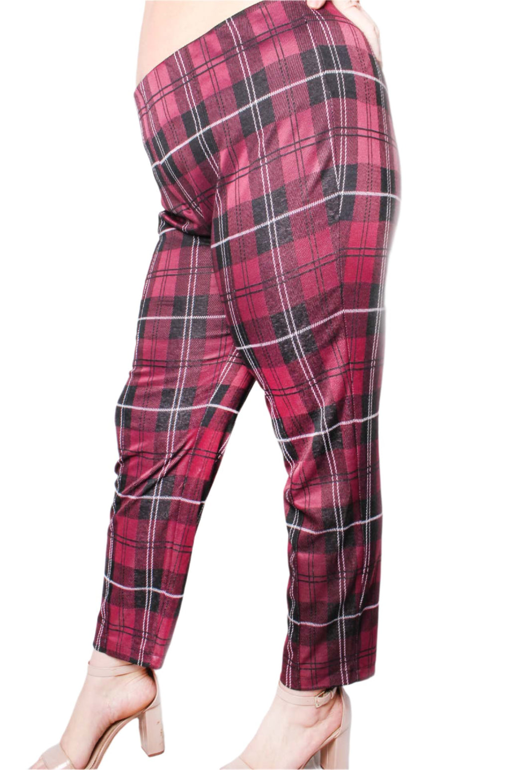 Women's Plus High Waisted Plaid Pants