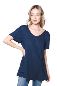 Women's Short Sleeve Scoop Neck Pocket Tee