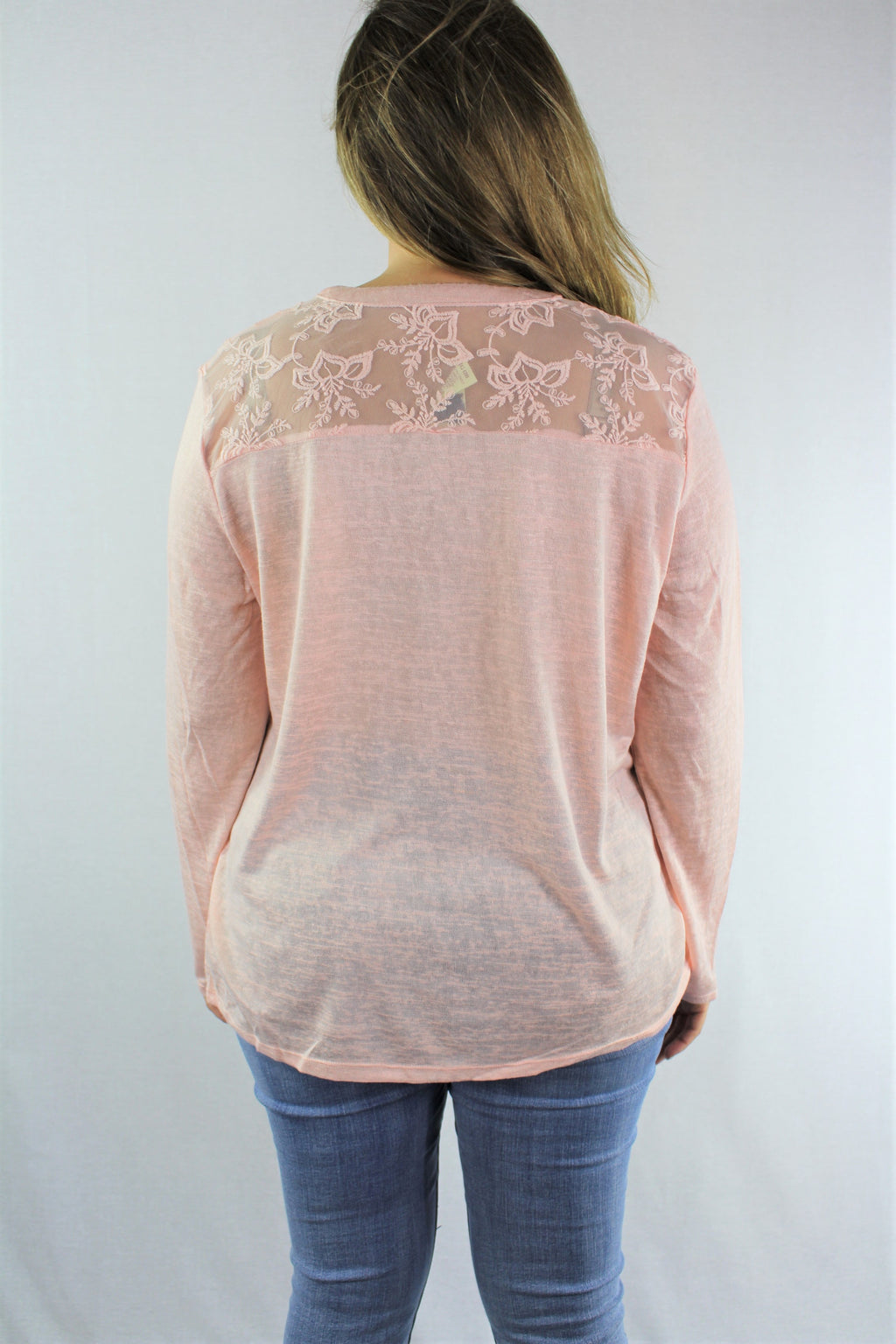 Plus Size Long Sleeve Top with Lace Detail