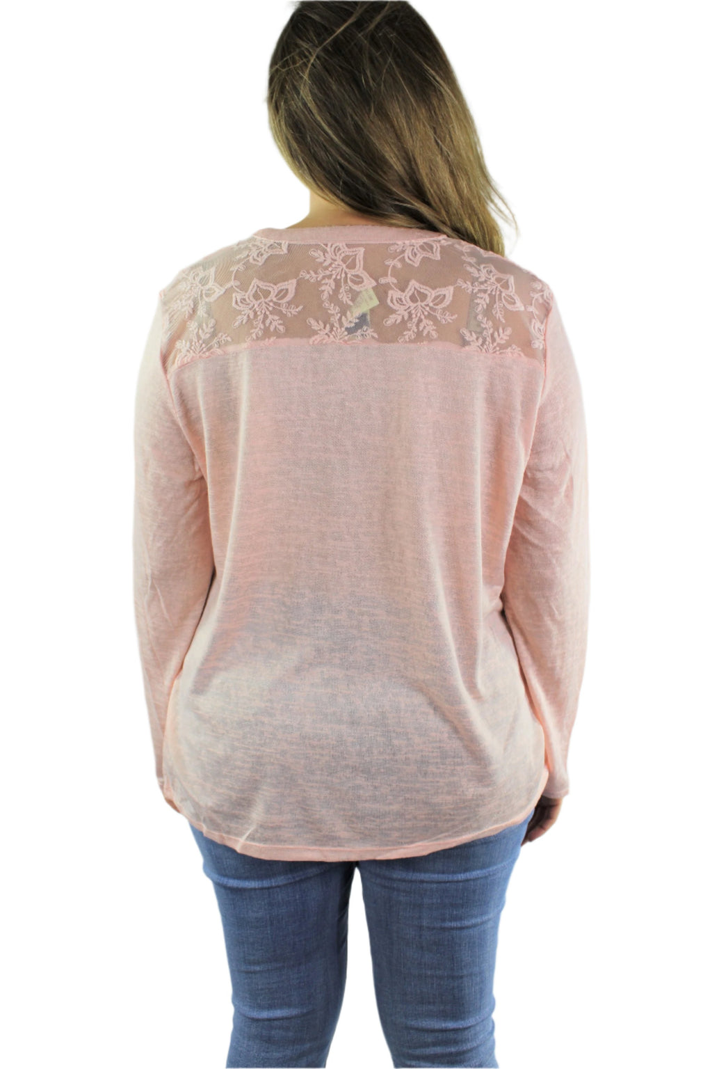 Plus Size Long Sleeve Top with Lace Detail ***