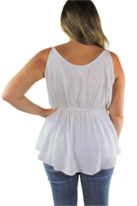 Women's Plus Size Lace Up Embroidered Tank Top