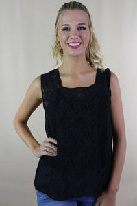 Women's Sleeveless Floral Lace Top