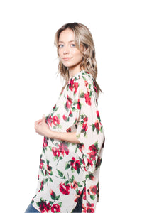 Women's Floral Print Chiffon Kimono Cardigan