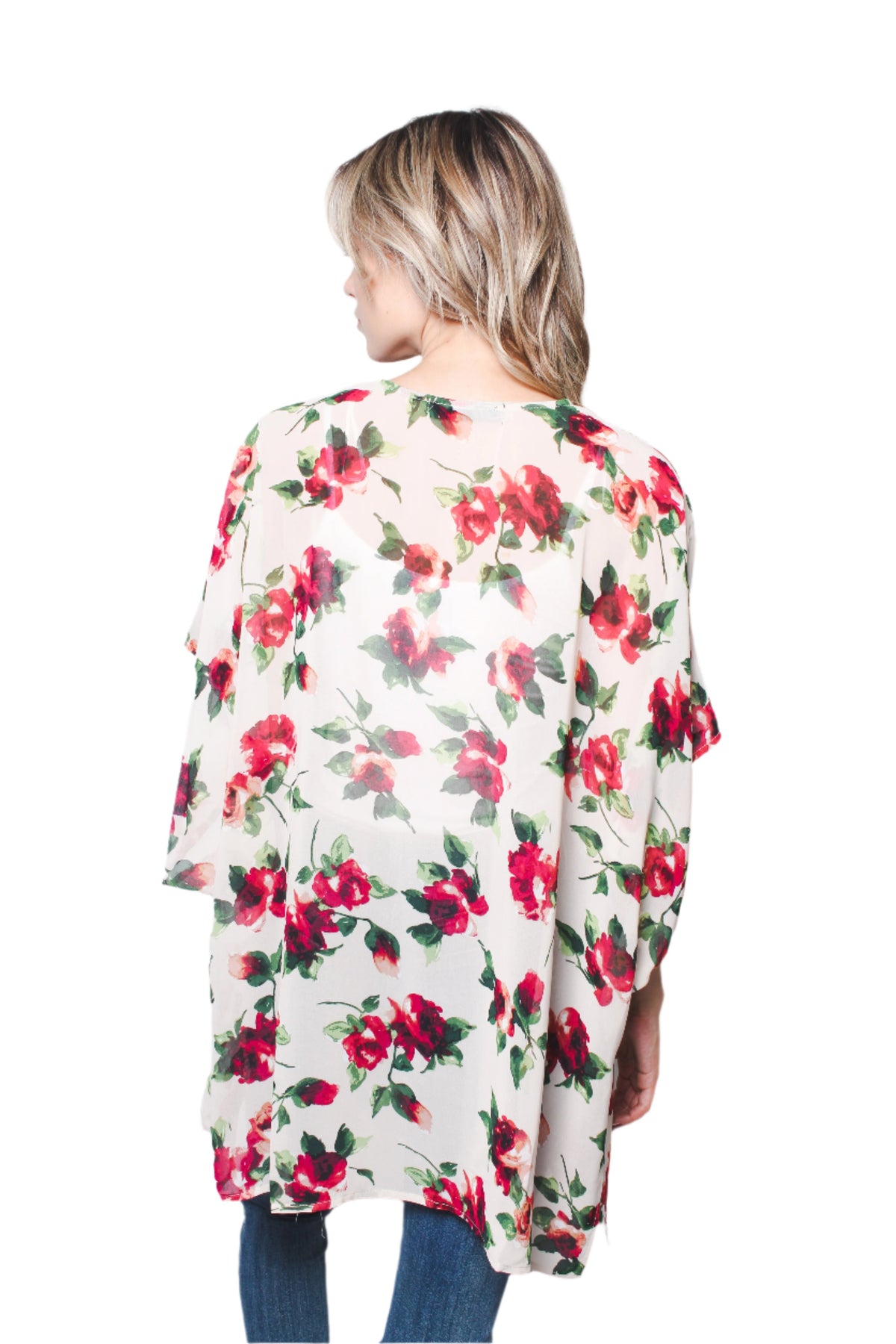 Women's Floral Print Chiffon Kimono Cardigan