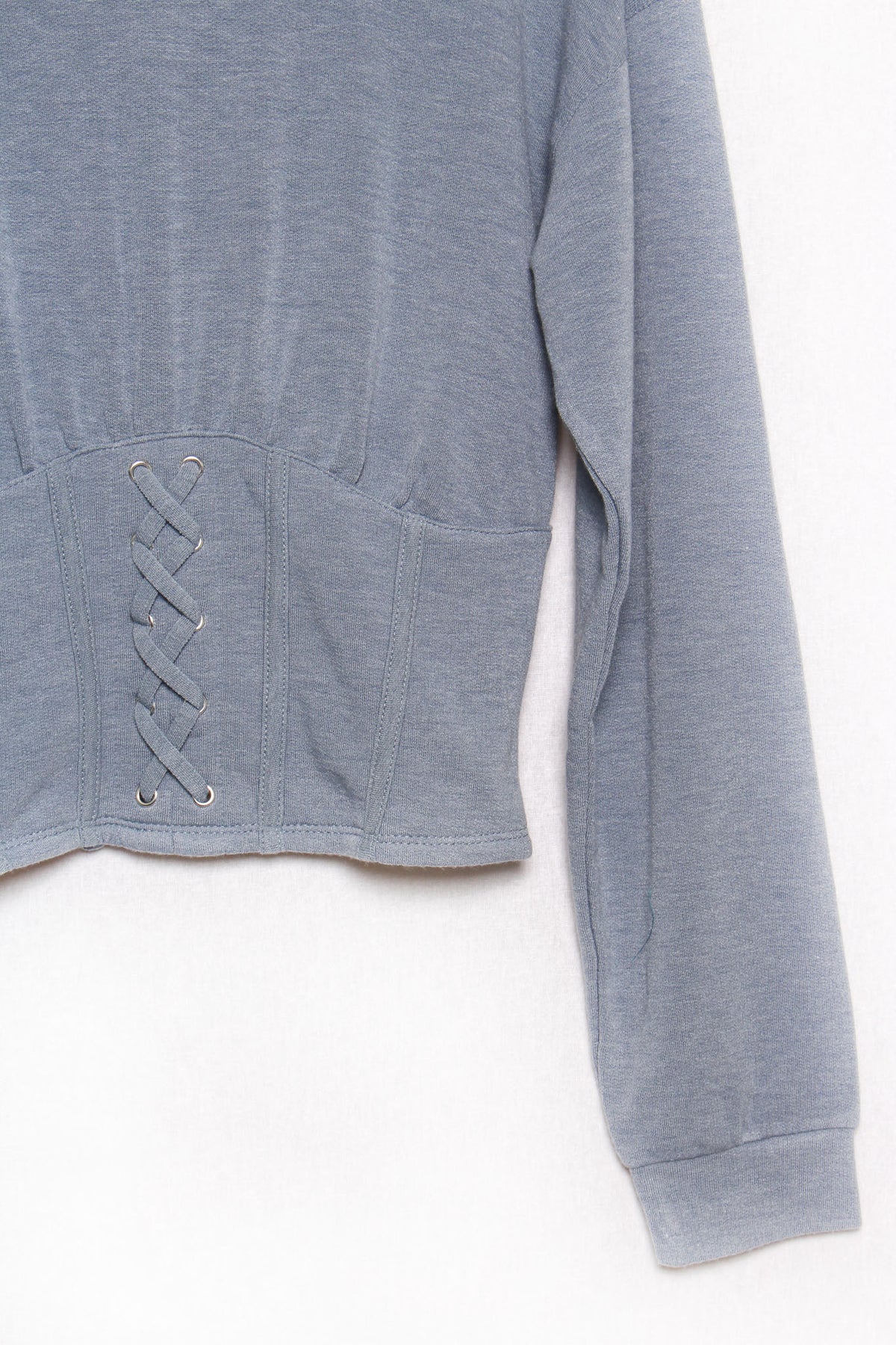 Women's Long Sleeve Corset Waist Detail Hoodie Crop Top