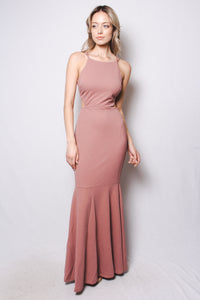 Women's Strappy Lace Up Back Mermaid Maxi Dress