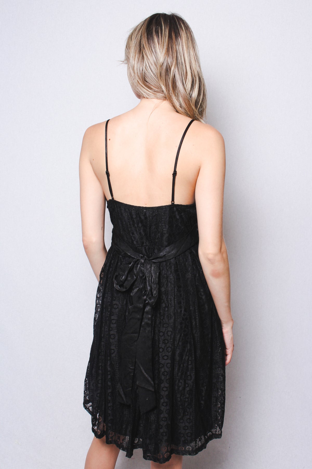 Women's Strappy Lace Little Black Dress