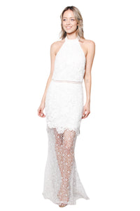 Women's Crochet Halter Open Back Maxi Dress