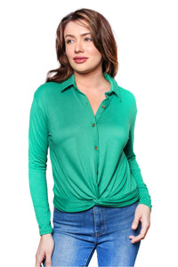 Women's Long Sleeve Button Down Wrap Tank Top