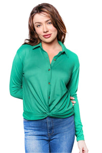 Women's Long Sleeve Button Down Wrap Tank Top