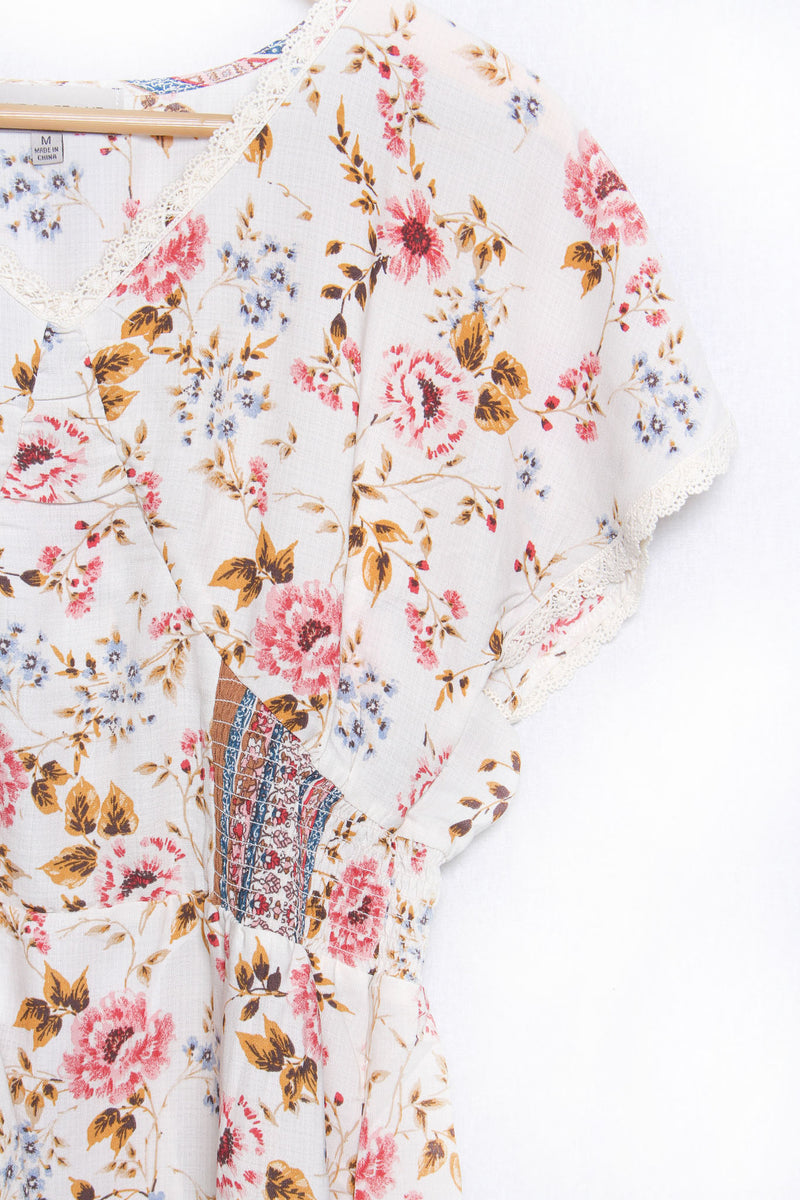 Women's Floral Print Short Sleeve Mini Dress