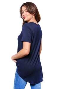 Women's Short Sleeve V Neck Front Pocket Top