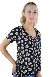 Women's Cheetah Print Half-Peplum Top