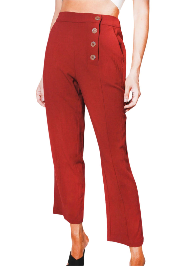 Women's High Waisted Wide Leg Button Down Pants