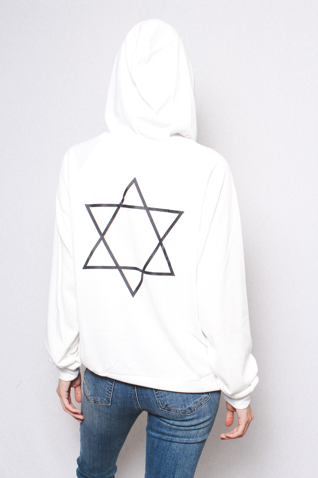 Women's Long Sleeve Hoodie w/ Front Pocket and "Star of David" Back Print