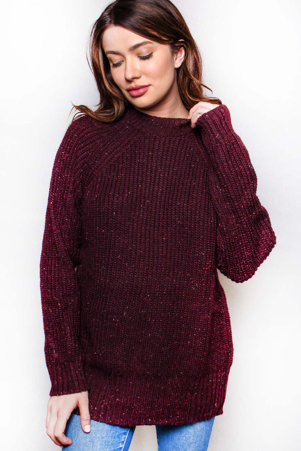 Women's Long Sleeves Round Neck Knitted Sweater