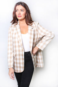Women's Plaid Long Sleeve Blazer