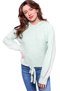 Women's Long Sleeves Drawstring Hoodie Knitted Sweater