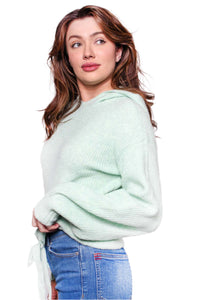 Women's Long Sleeves Drawstring Hoodie Knitted Sweater
