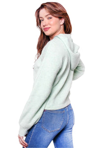 Women's Long Sleeves Drawstring Hoodie Knitted Sweater