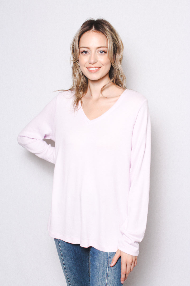 Women's Long Sleeves V Neck Light Sweater Top (Matty M)