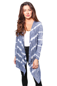 Women’s Long Sleeve Waterfall Tie Dye Cardigan