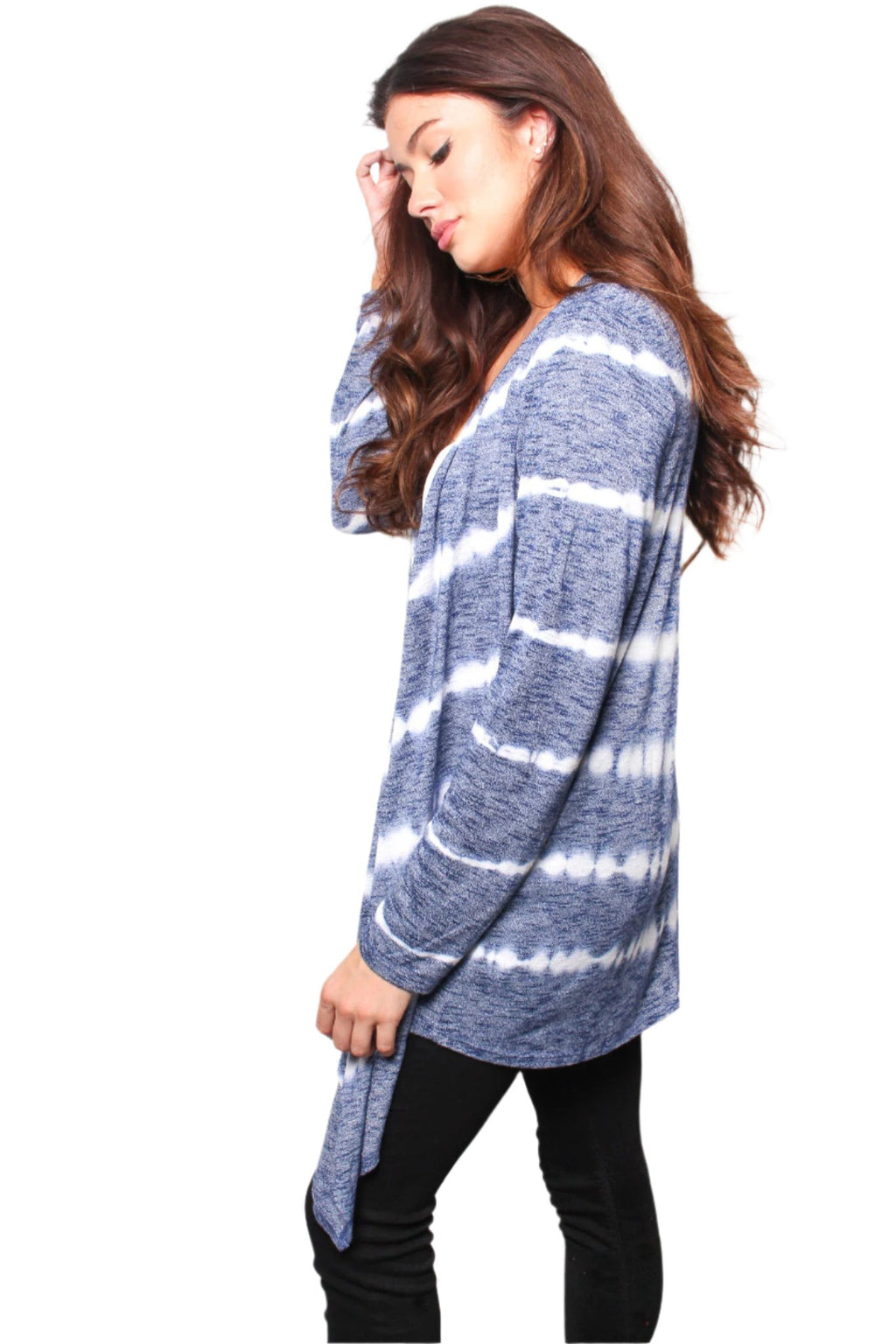 Women’s Long Sleeve Waterfall Tie Dye Cardigan