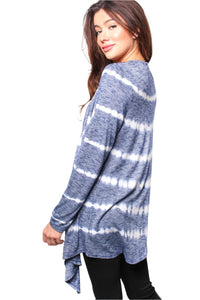 Women’s Long Sleeve Waterfall Tie Dye Cardigan