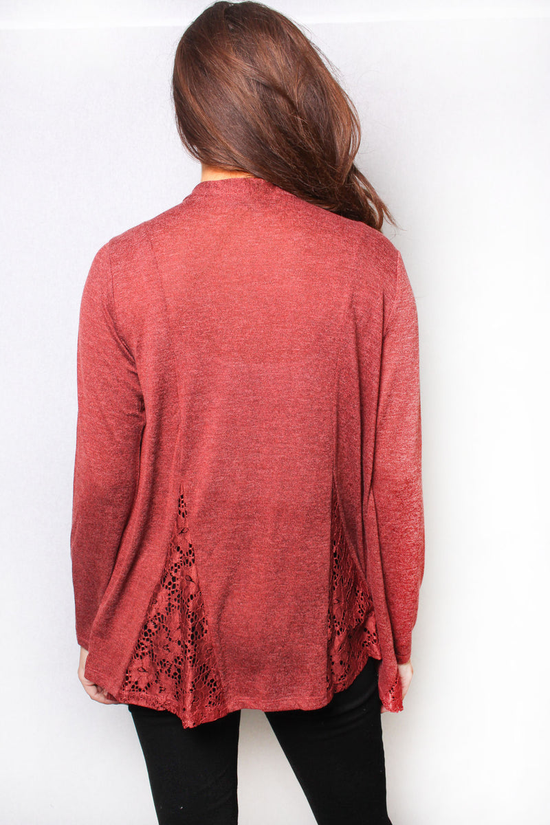 Women’s Long Sleeve Open Front Lace Embellished Cardigan