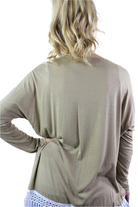 Women's Long Sleeve "Wifey" Top with Tassel Hem