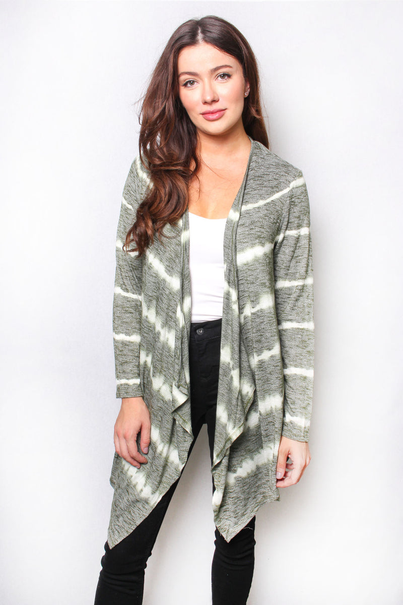 Women’s Long Sleeve Waterfall Tie Dye Cardigan