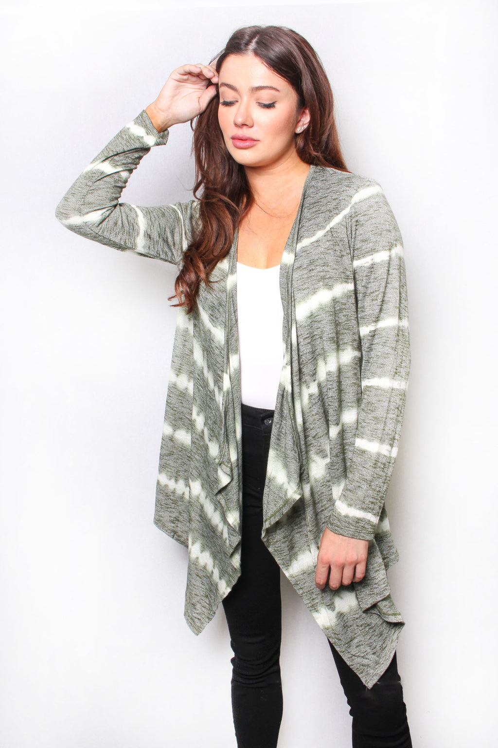 Women’s Long Sleeve Waterfall Tie Dye Cardigan