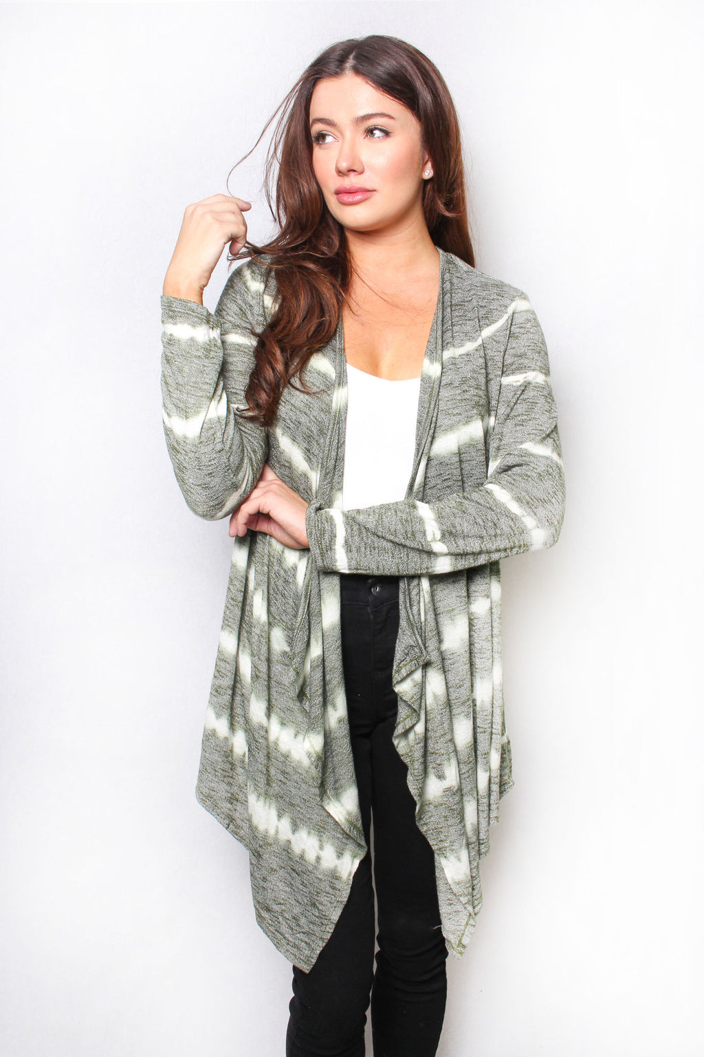 Women’s Long Sleeve Waterfall Tie Dye Cardigan