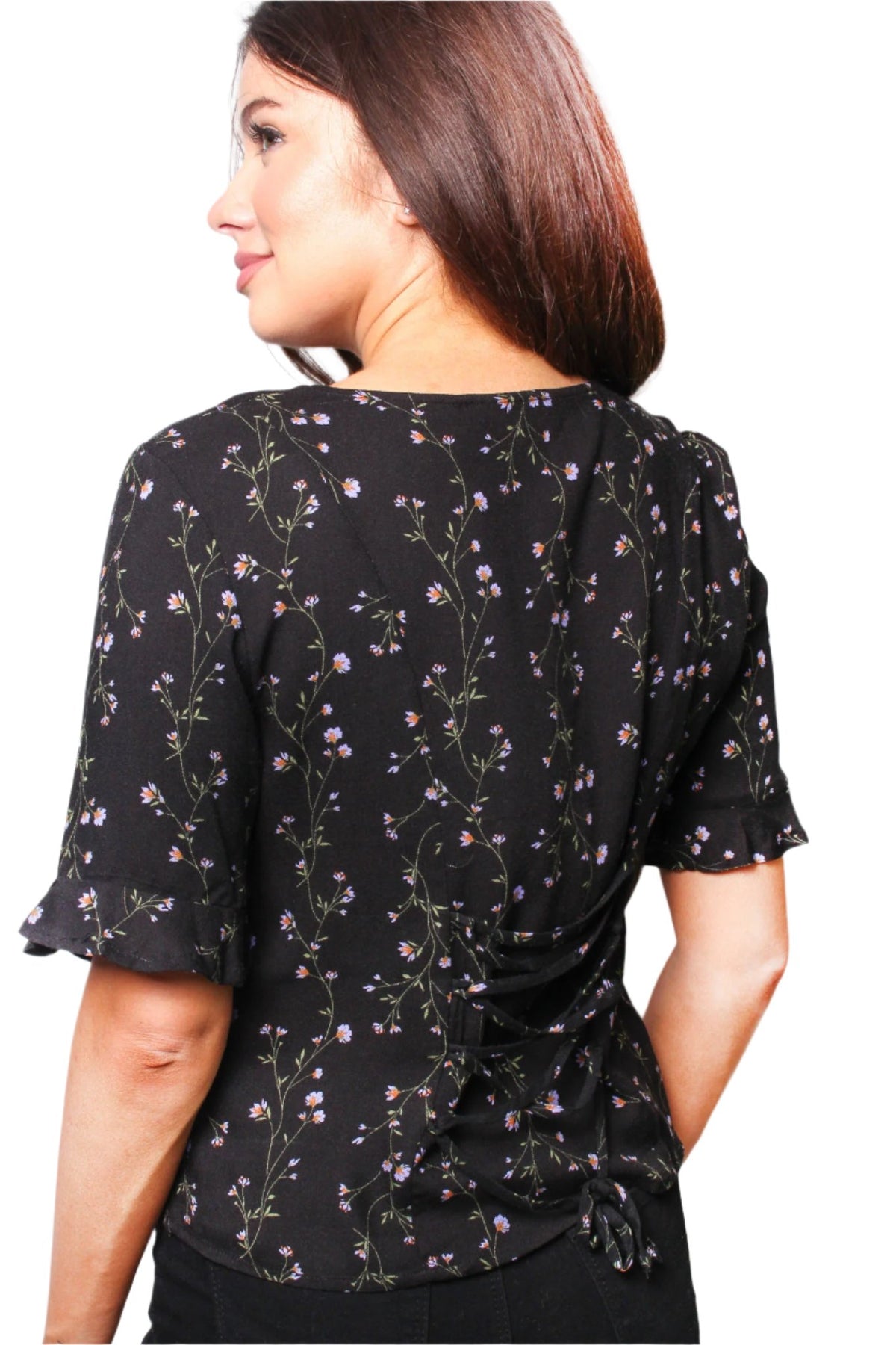 Women's Long Sleeve Floral Print Button Down Top