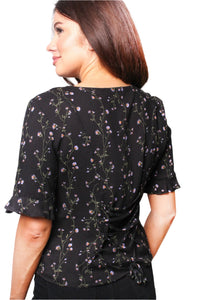 Women's Long Sleeve Floral Print Button Down Top