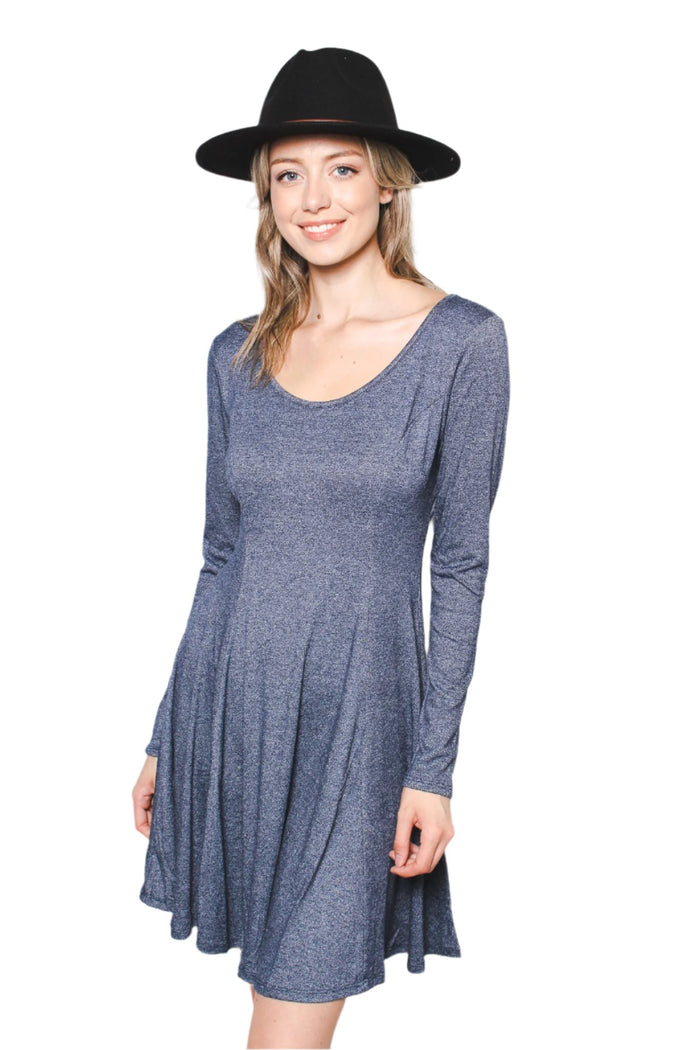 Women's Long Sleeve Scoop Neck Mini Dress