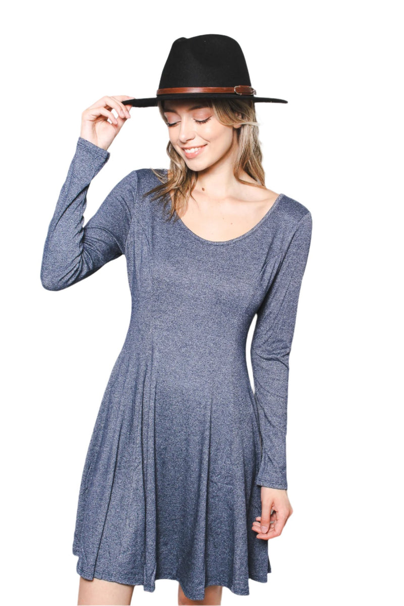Women's Long Sleeve Scoop Neck Mini Dress