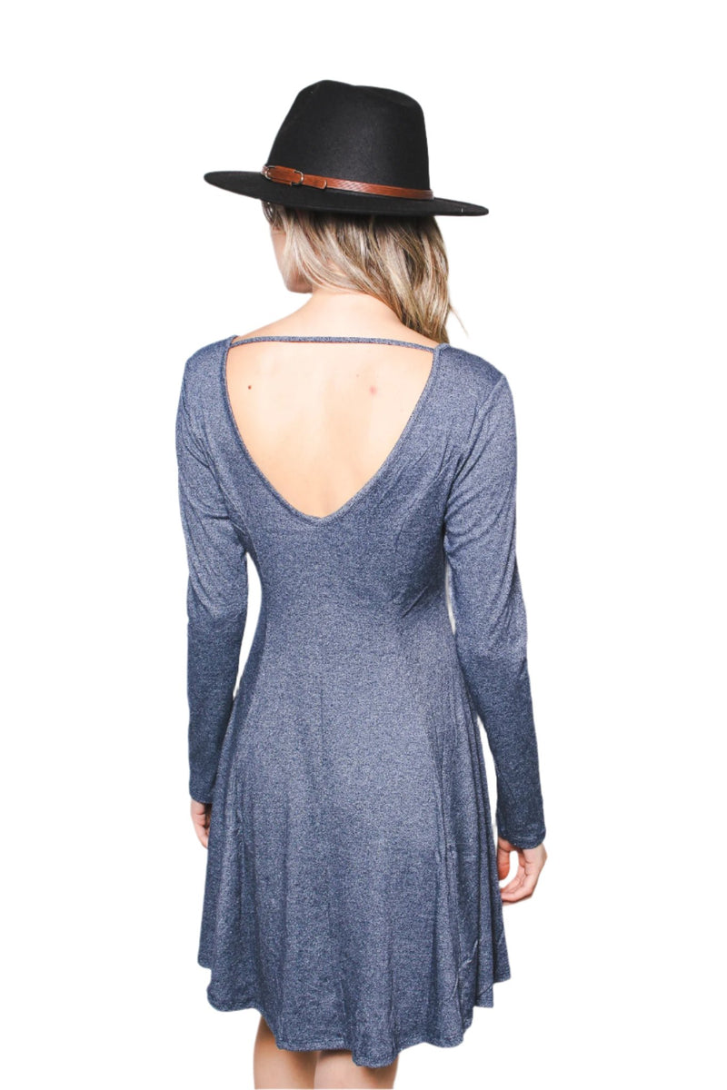 Women's Long Sleeve Scoop Neck Mini Dress