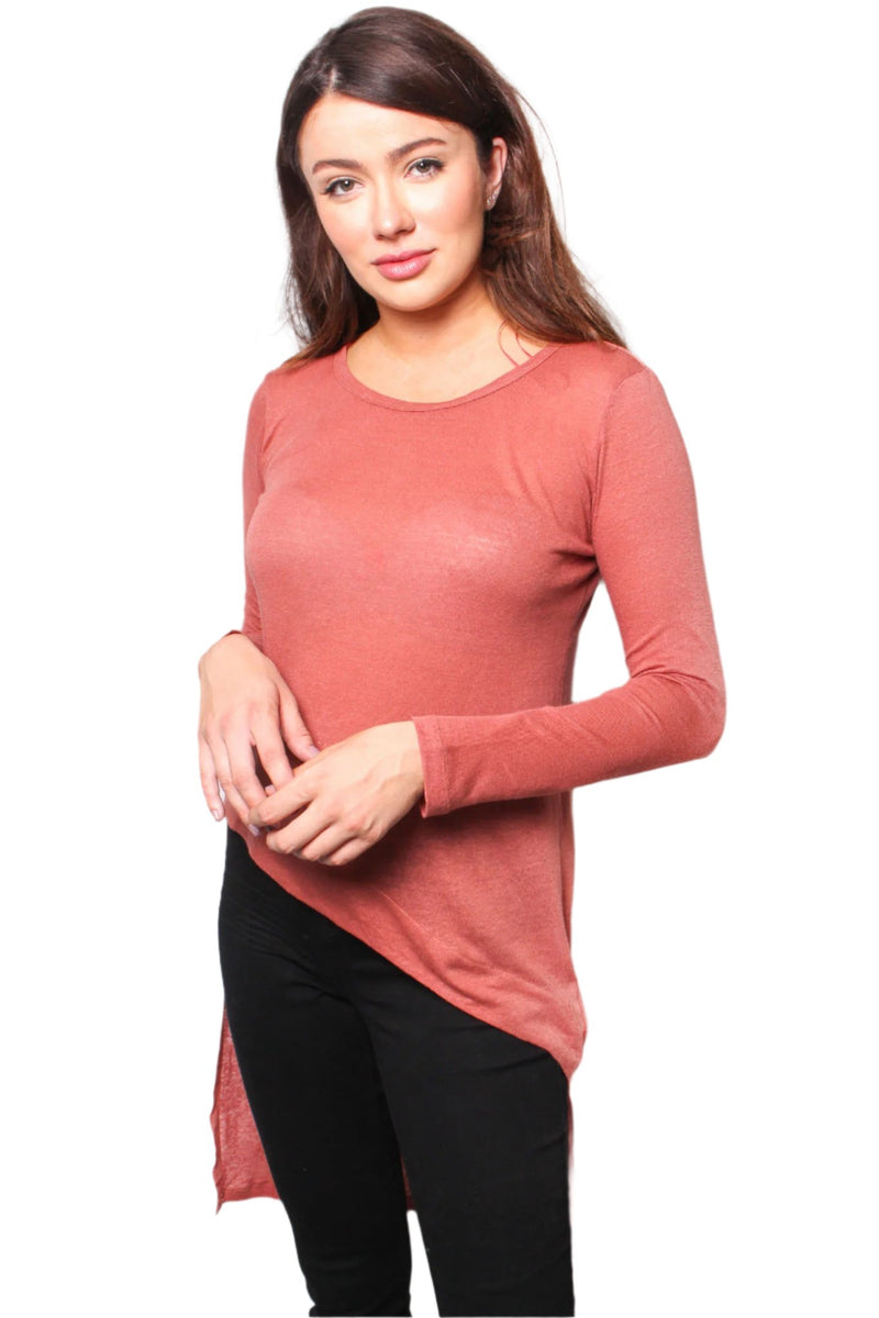 Women's Long Sleeve High Low Hem Top