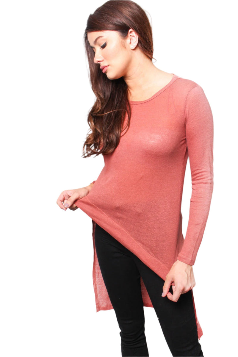 Women's Long Sleeve High Low Hem Top