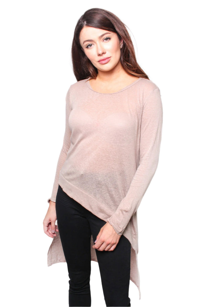 Women's Long Sleeve High Low Hem Top