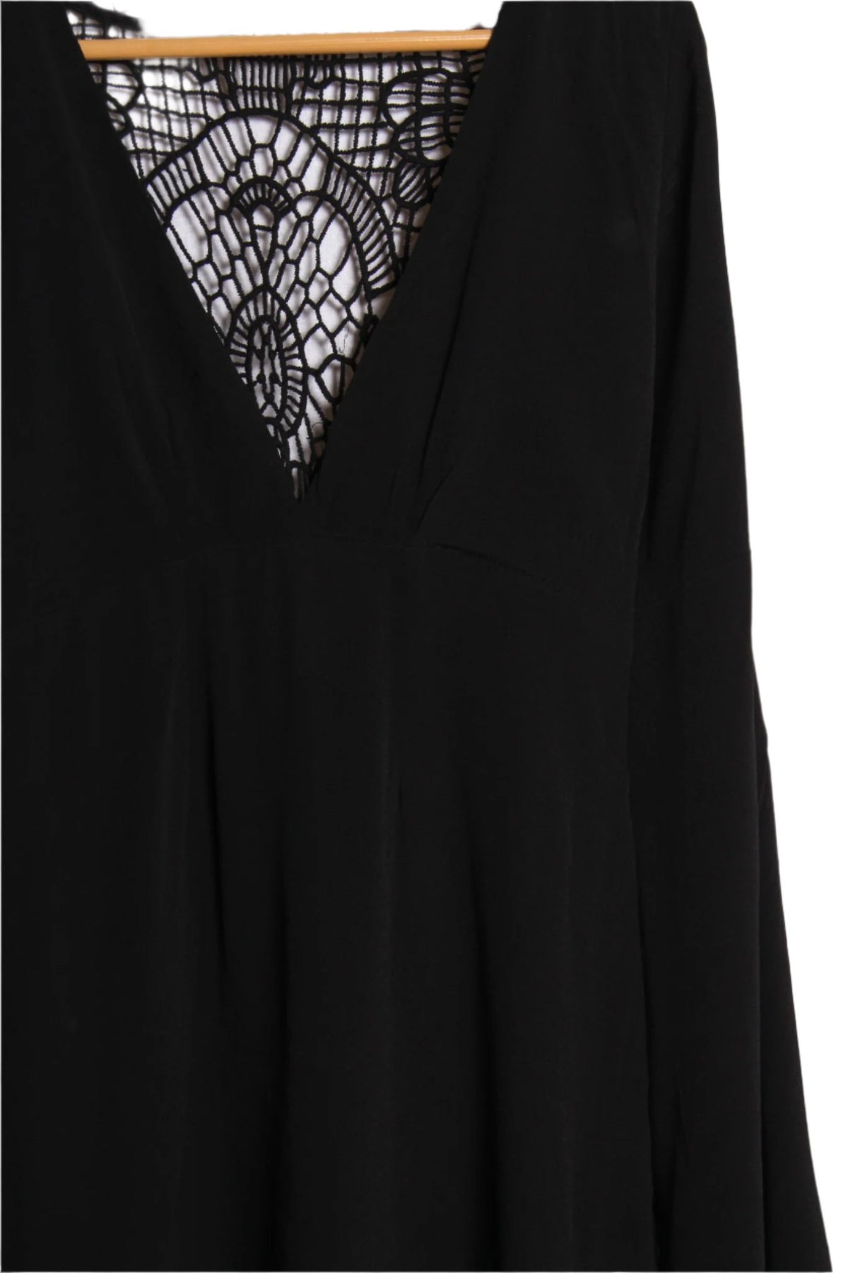 Women's Long Sleeve Deep V Neck Crochet Back Dress