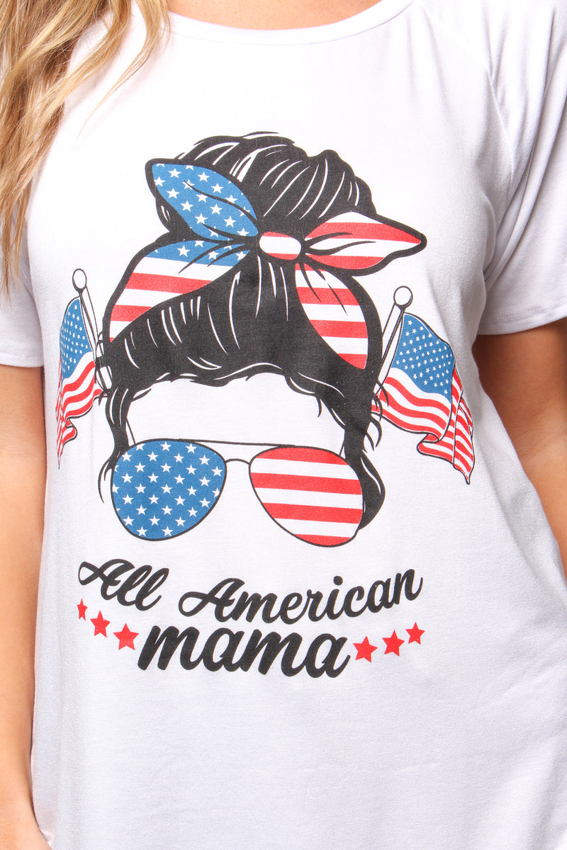 Women's Short Sleeves 'All American Mama' Flowy Tee