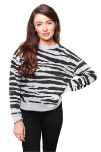 Women's Round Neck Long Sleeve Printed Sweater