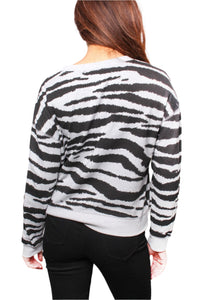 Women's Round Neck Long Sleeve Printed Sweater