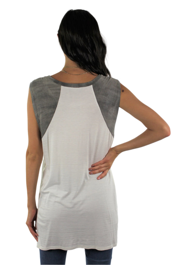 Sleeveless Dual Color Relaxed Fit Top