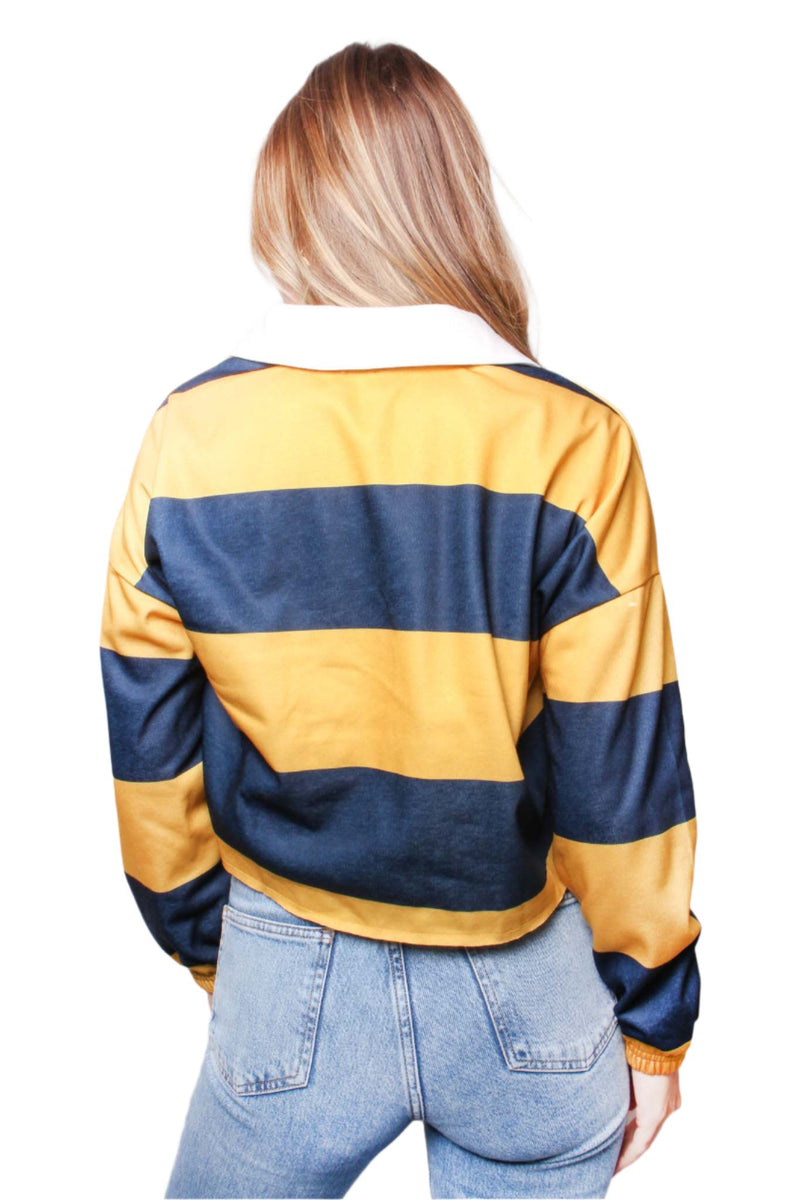 Women's Long Sleeve Button Up Striped Top